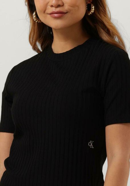 Schwarze CALVIN KLEIN T-shirt RIB SHORT SLEEVE TEE - large