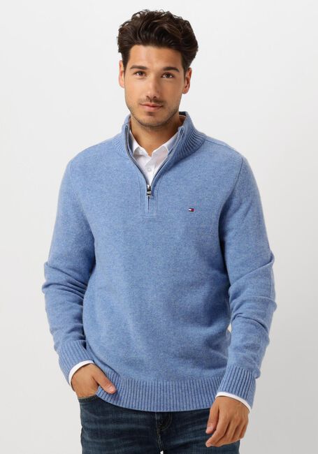 Hellblau TOMMY HILFIGER Pullover LAMBSWOOL ZIP MOCK - large