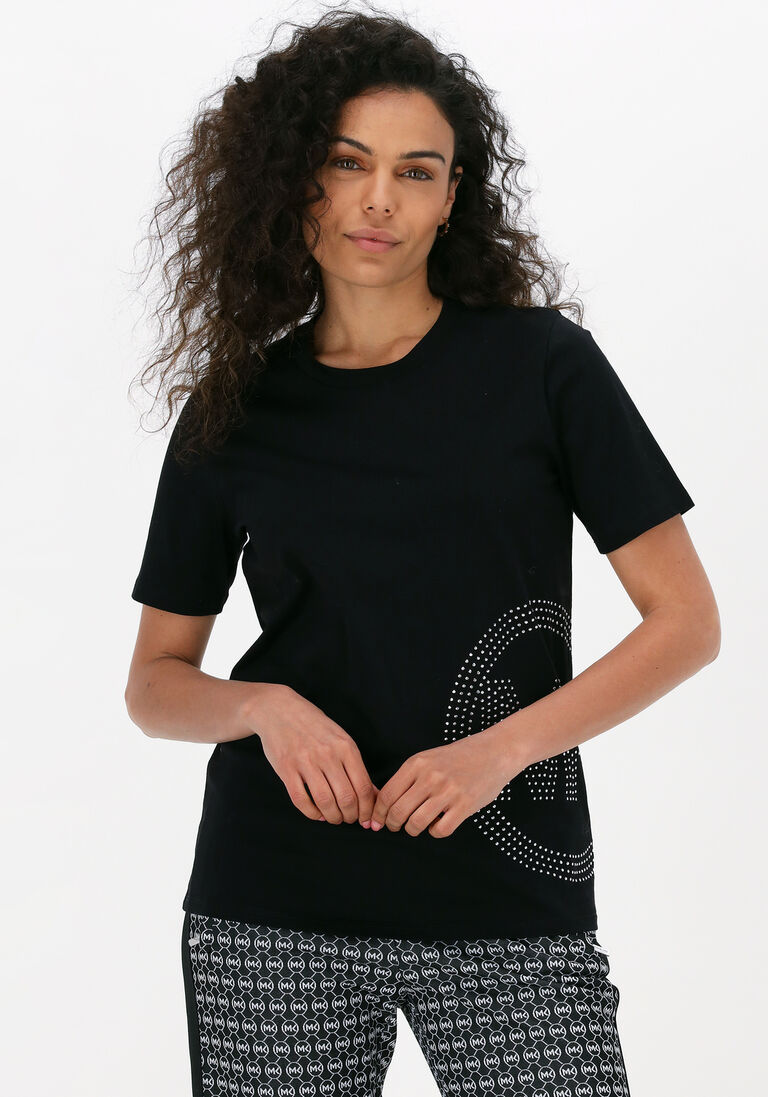 schwarze michael kors t-shirt studded charm classic t