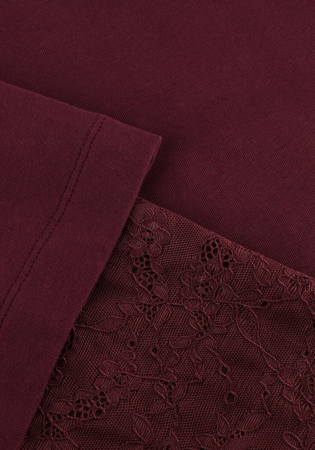 Bordeaux CATWALK JUNKIE T-shirt LOOSE FIT TSHIRT WITH LACE SLEEVES - large