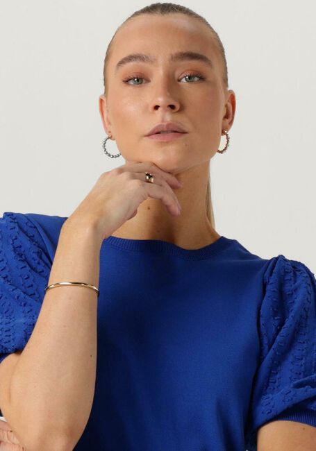 Blaue JANSEN AMSTERDAM Top K136 KNITTED TOP 3/4 PUFFED SLEEVE - large