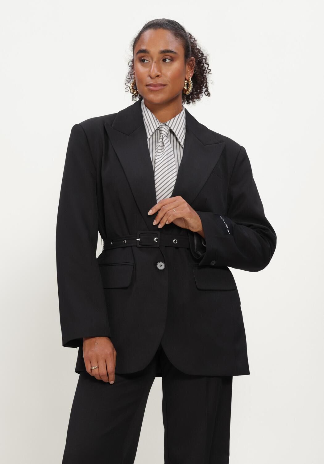 Schwarze HAUTE L'AMITI&Eacute; Blazer PREMIERE OVERSIZE BELT BLAZER - large