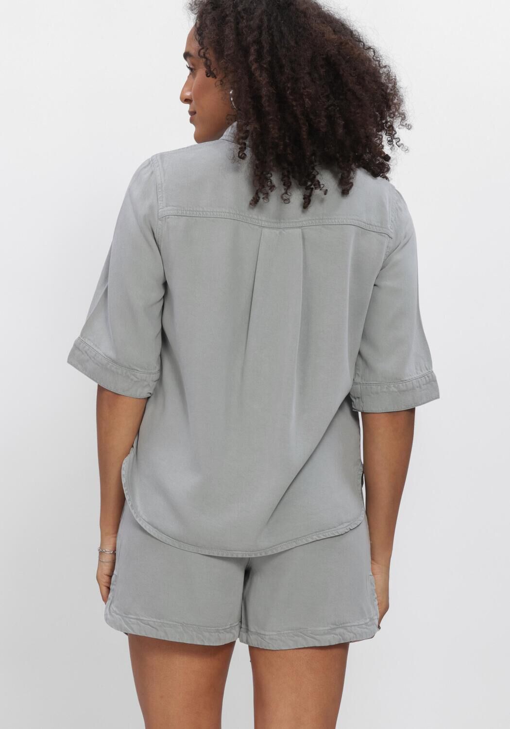 Blaue OBJECT Blusen OBJFRAME 2/4 RE DENIM TOP NOOS - large