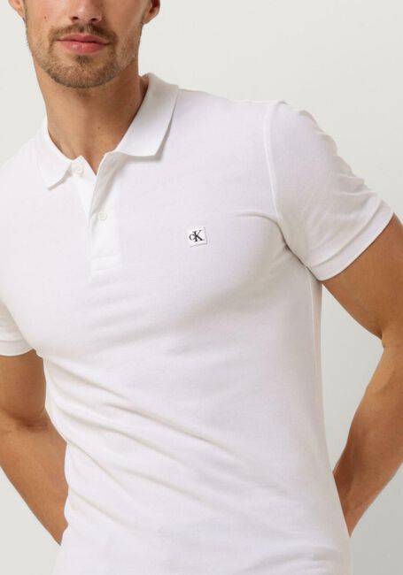 Weiße CALVIN KLEIN Polo-Shirt CK EMBRO BADGE SLIM POLO - large