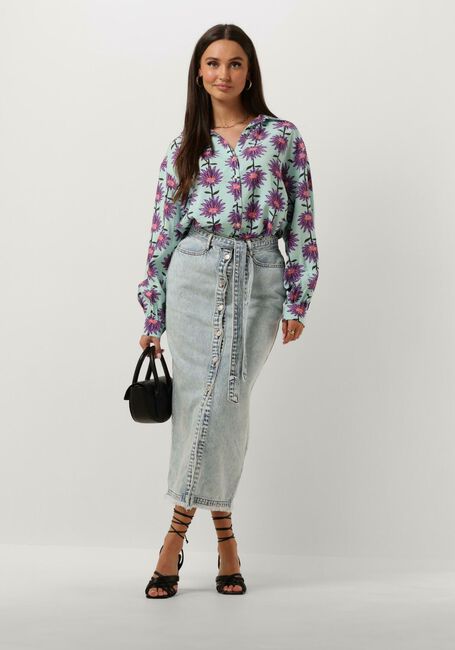 Hellblau POM AMSTERDAM Blusen VIOLET FLOWER AQUA BLOUSE - large