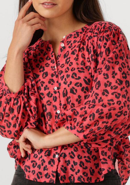 Rote BY-BAR Blusen BECKY RED CHEETAH BLOUSE - large