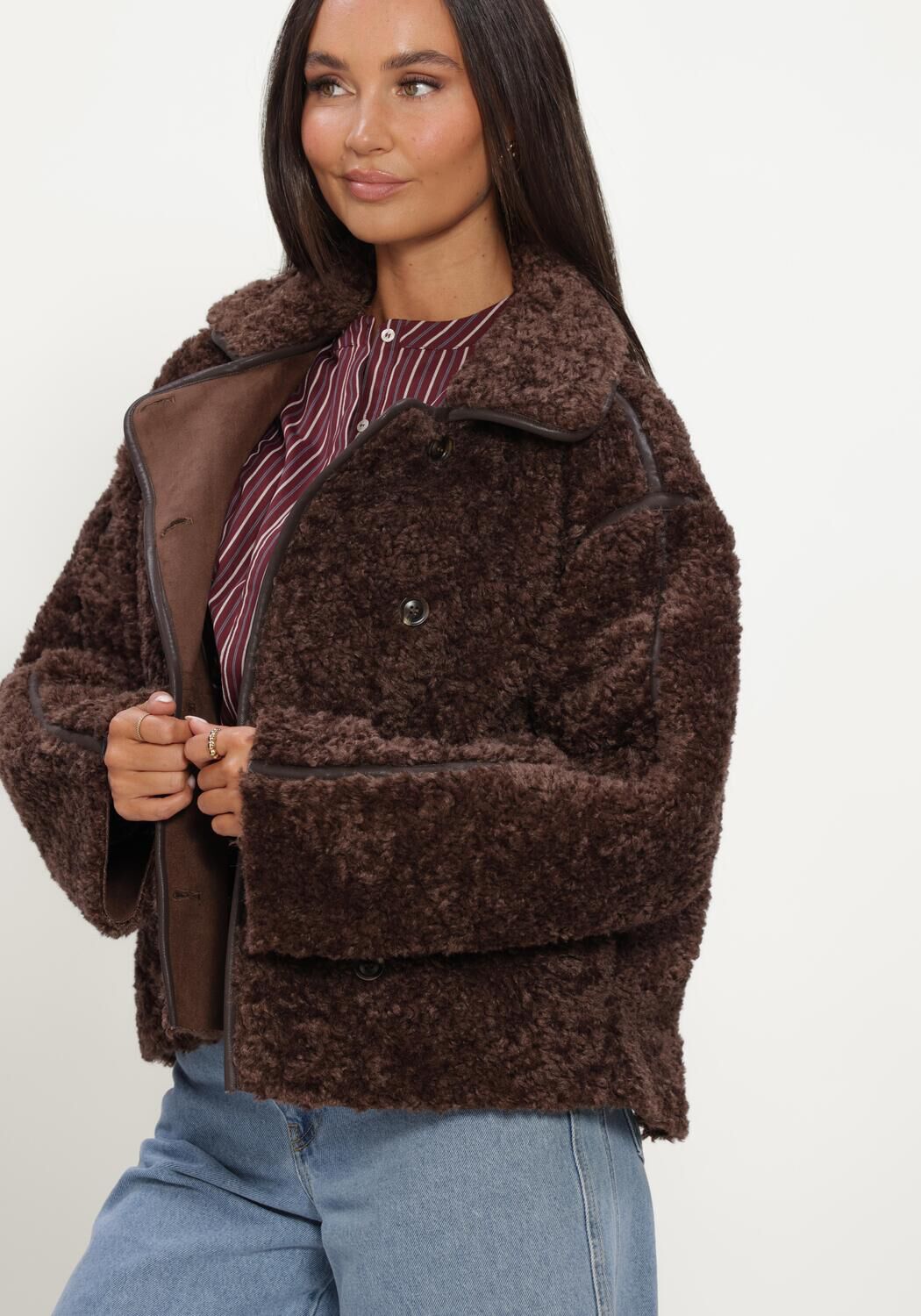 Braune NOTRE-V Teddy-Jacke NV-IELKJE - large