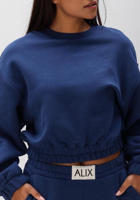 Dunkelblau ALIX THE LABEL Sweatshirt LADIES KNITTED CROPPED A SWEATER - large