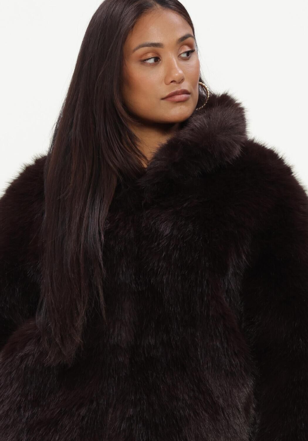 Braune SILVIAN HEACH Fake-Fur-Jack FURCOAT UNINAT - large