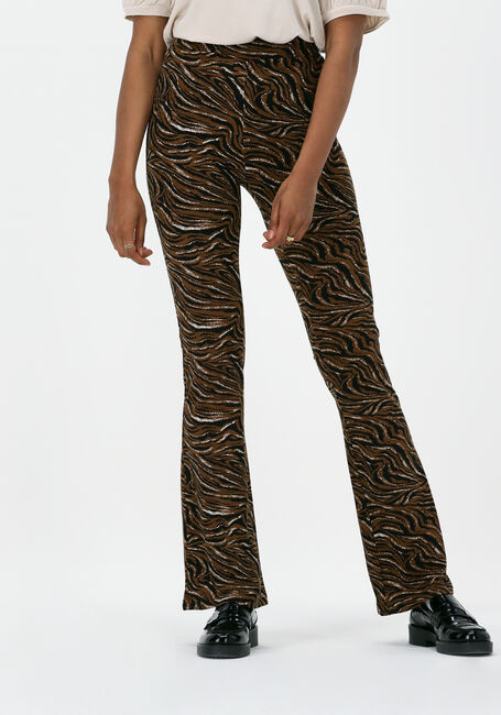 Braune COLOURFUL REBEL Schlaghose TIGER PEACHED FLARE PANTS - large
