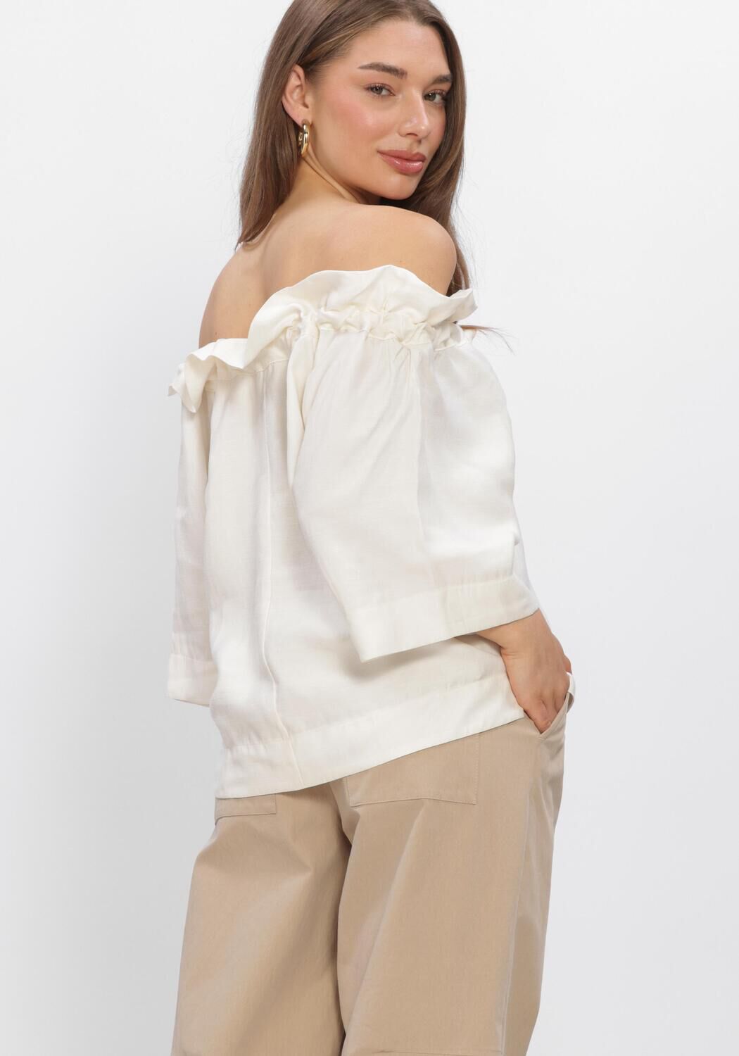 Nicht-gerade weiss SUMMUM Blusen TOP MODAL LINEN BLEND - large