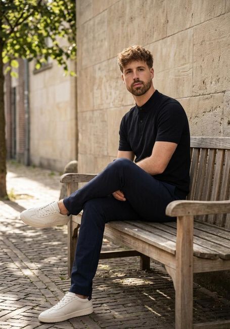 Dunkelblau GENTI Polo-Shirt POLO BUTTON SS K2046-1260 - large