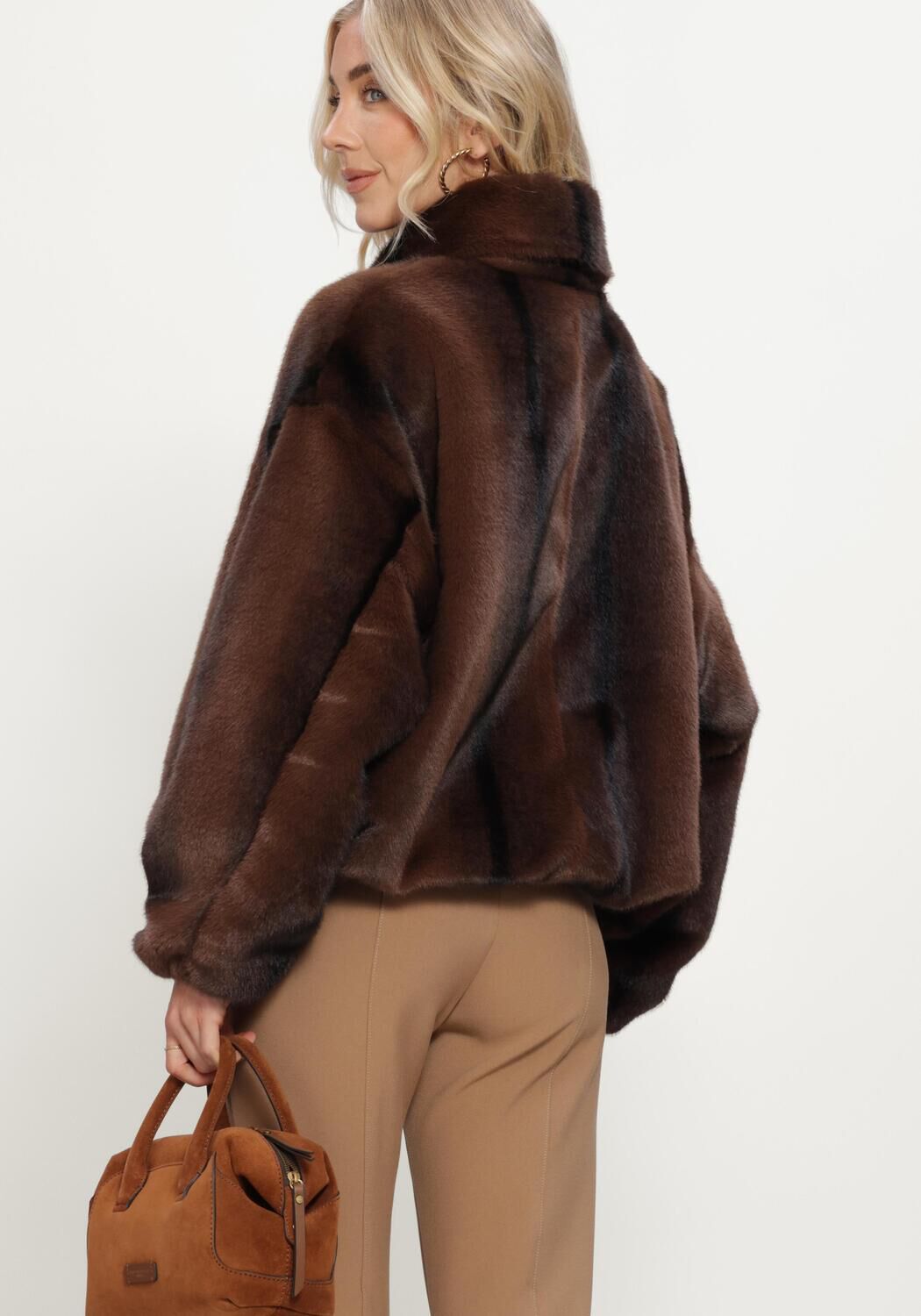 Braune STUDIO AR Fake-Fur-Jack ARIA FAUX MINK - large