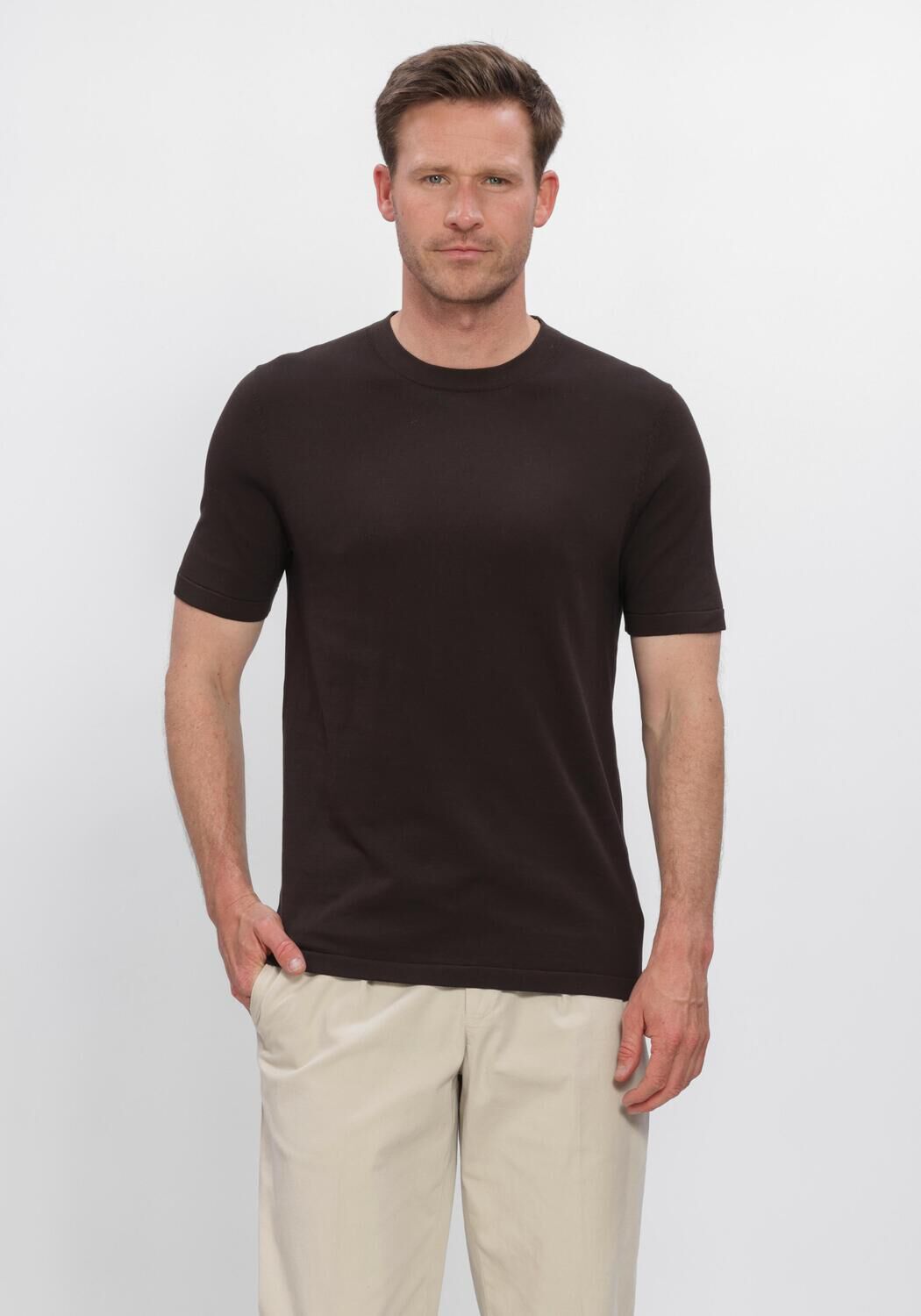 Braune PROFUOMO Polo-Shirt AERO EASE - large