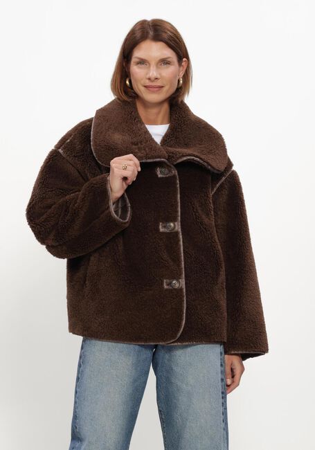 Braune WITHBLACK Teddy-Jacke WBLDAJANA PILE JACKET - large