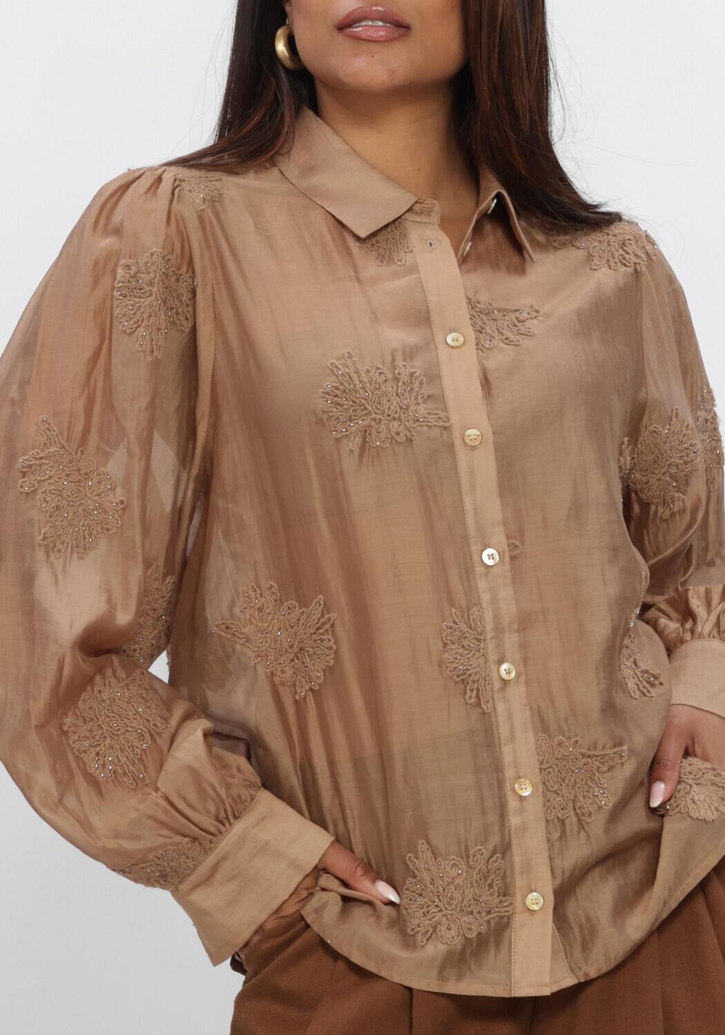 Camelfarbene NUKUS Blusen MILANOVA BLOUSE EMBROIDERY - large