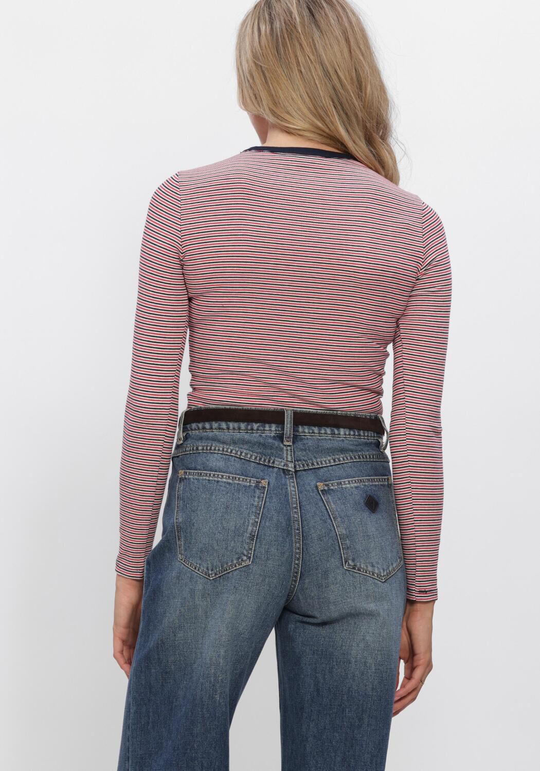 Rote TOMMY JEANS Top TJW SLIM ESSENTIAL RIB LS - large