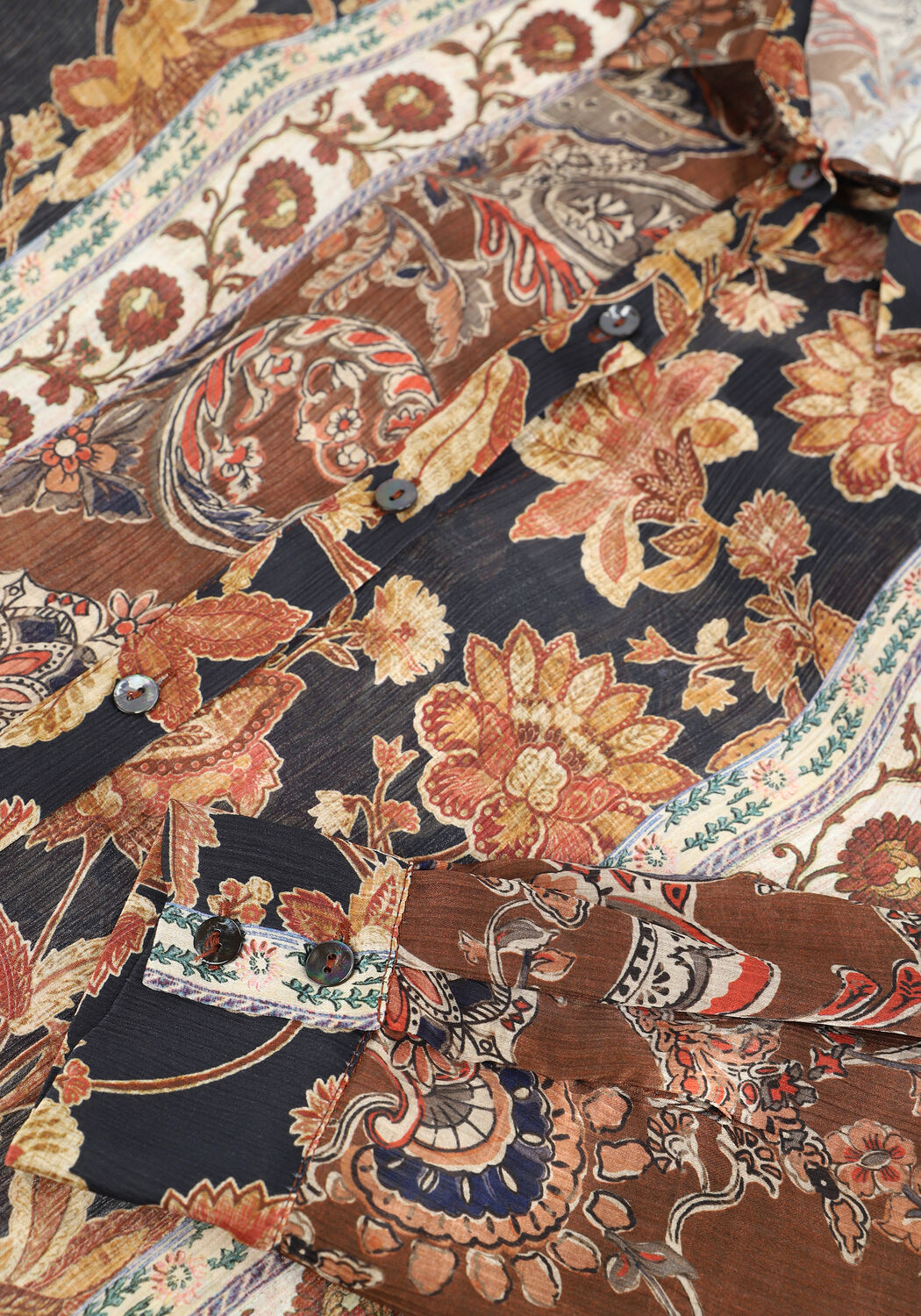 Braune SUMMUM Blusen BLOUSE FLOWER PRINT - large