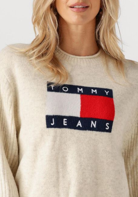 Ecru TOMMY JEANS Pullover TJW MELANGE FLAG SWEATER RIB EXT - large