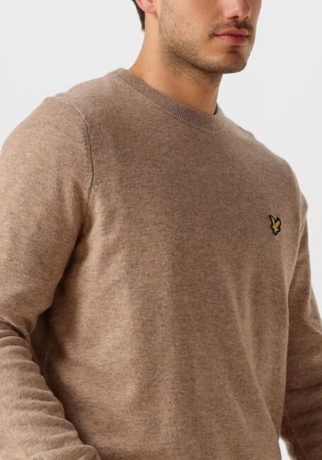 Taupe LYLE & SCOTT Pullover LAMBSWOOL BLEND CREW NECK JUMPER - large