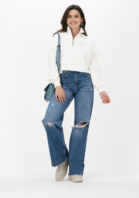 Weiße COLOURFUL REBEL Pullover REBELLES CROPPED HIGH NECK ZIP SWEAT - large