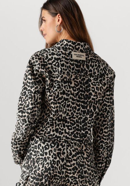 Braune COLOURFUL REBEL Blusen OLLE LEOPARD CROPPED DENIM BLOUSE - large