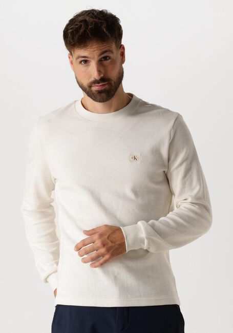 Weiße CALVIN KLEIN Pullover WOVEN LABEL WAFFLE LS TEE - large