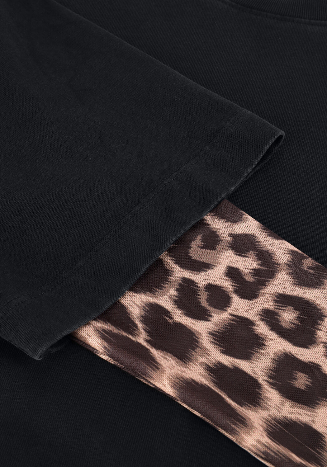 Dunkelgrau CATWALK JUNKIE T-shirt LOOSE FIT TSHIRT WITH LEOPARD MESH SLEEVES - large