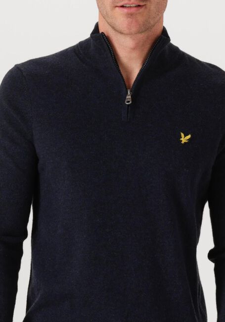Dunkelblau LYLE & SCOTT Pullover LAMBSWOOL BLEND QUARTER ZIP JUMPER - large
