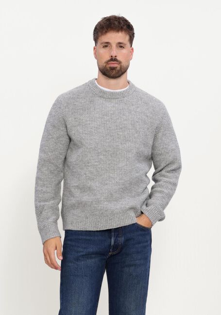 Graue SELECTED MEN Pullover SLMRAI LS KNIT WAFFLE CREW NECK - large