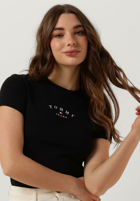 Schwarze TOMMY JEANS T-shirt TJW SLIM ESSENTIAL LOGO - large