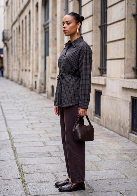 Braune OBJECT Blusen OBJDELVA L/S LO SHIRT - large