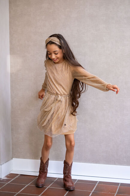 Goldfarbene LIKE FLO Minikleid MAZE FLO PLISSEE DRESS - large