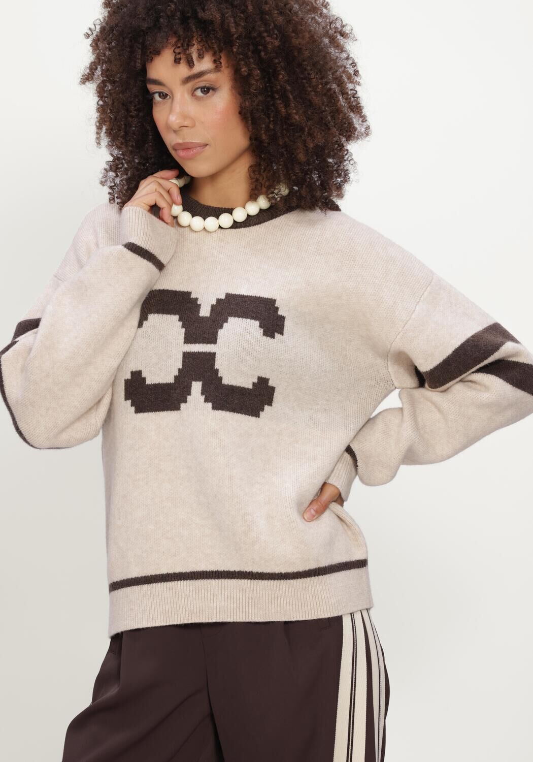 Beige CO'COUTURE Pullover ROWCC COCO LOGO KNIT - large