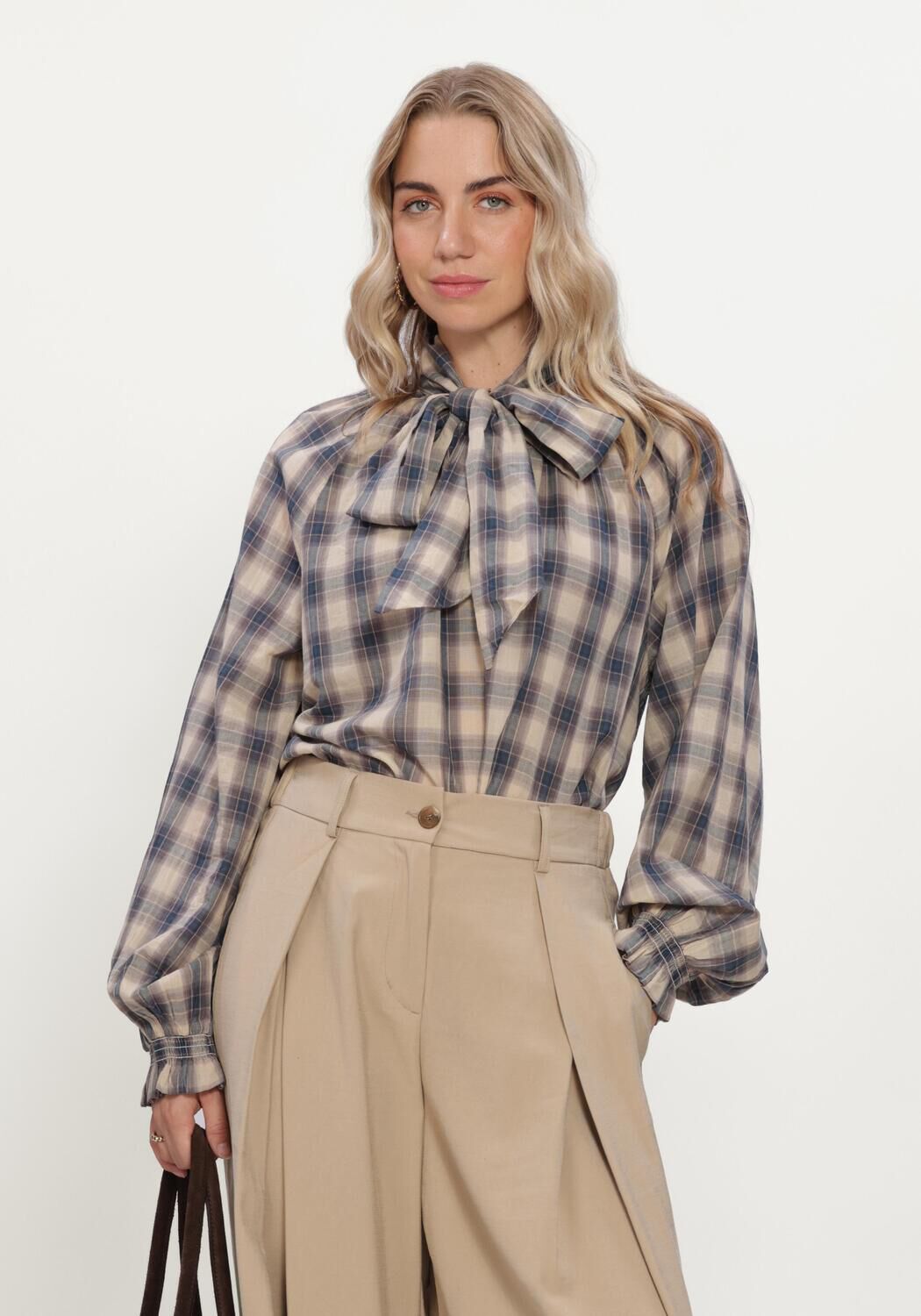 Mehrfarbige/Bunte SUMMUM Blusen TOP BLUE CHECK - large