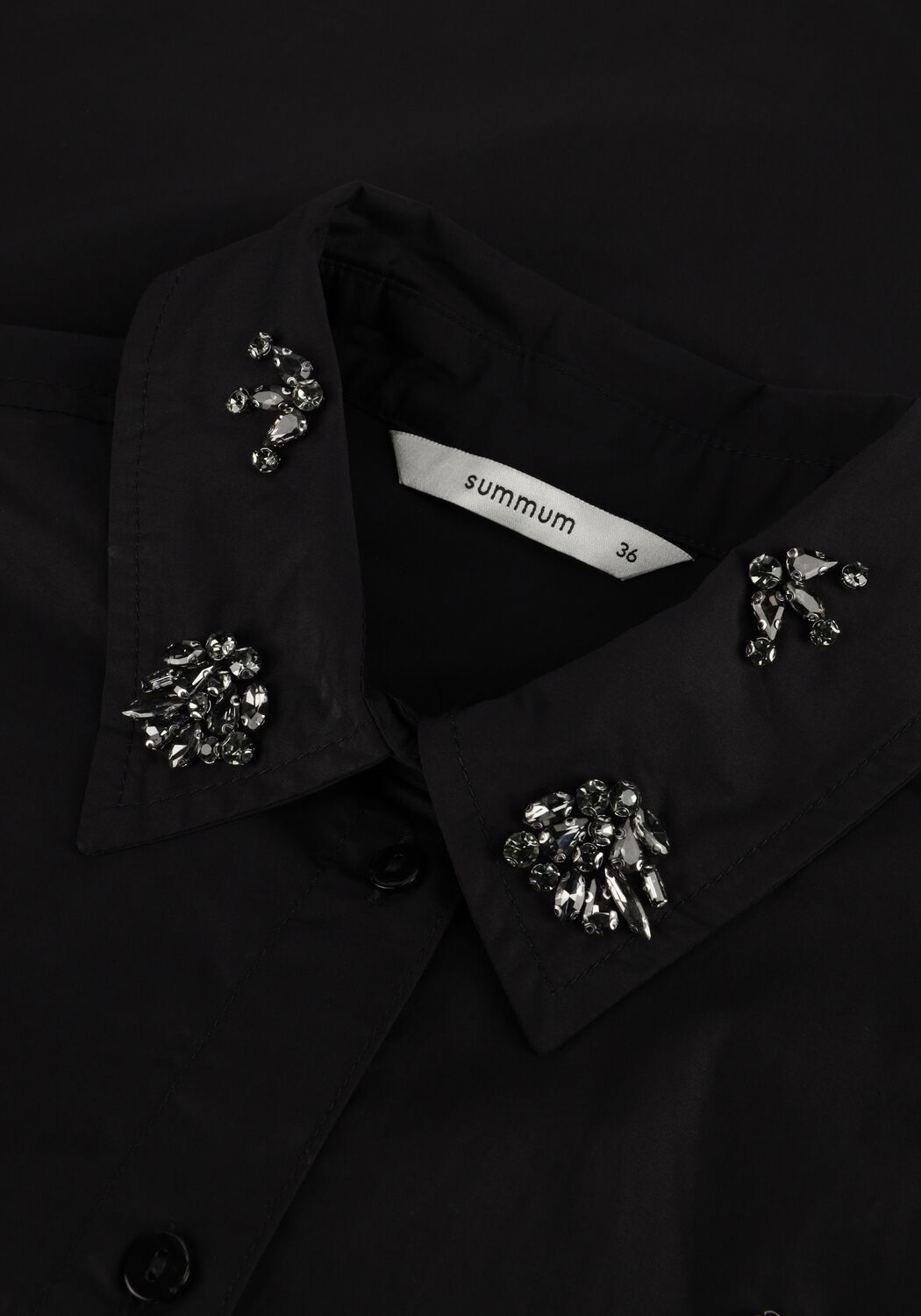 Schwarze SUMMUM Blusen BLOUSE CRISPY POPLIN DIAMANTS - large