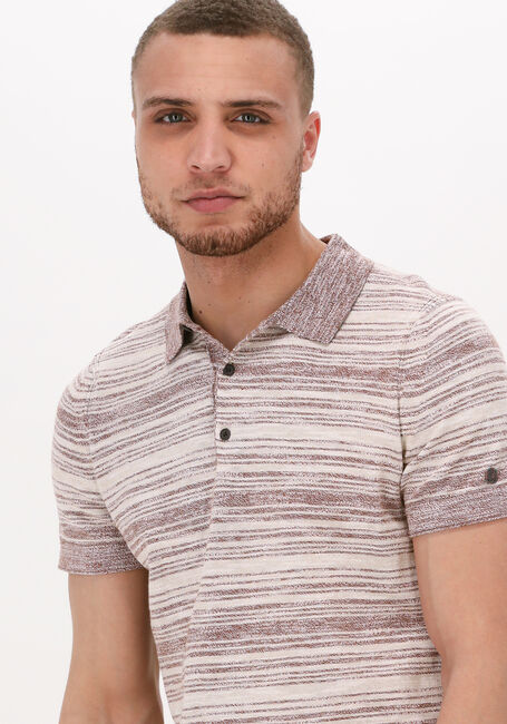 Sand CAST IRON Polo-Shirt SHORT SLEEVE POLO COTTON SLUB STRIPE KNITTED POLO - large