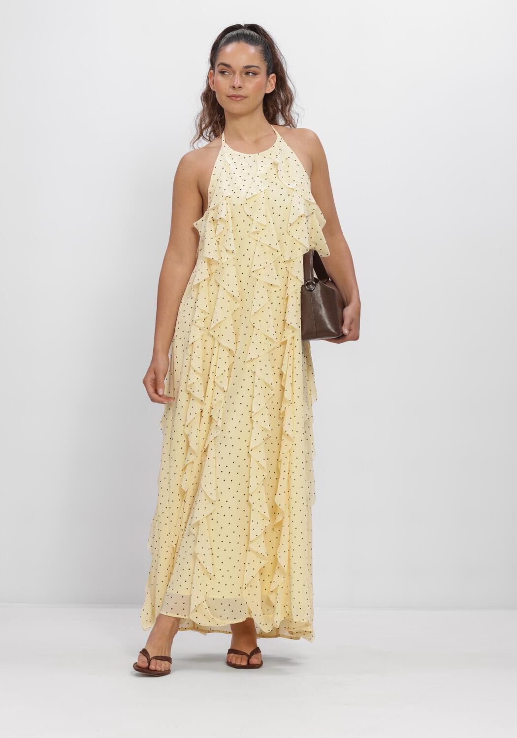 Gelbe Y.A.S. Kleider YASFINILLO HALTERNECK LONG - large