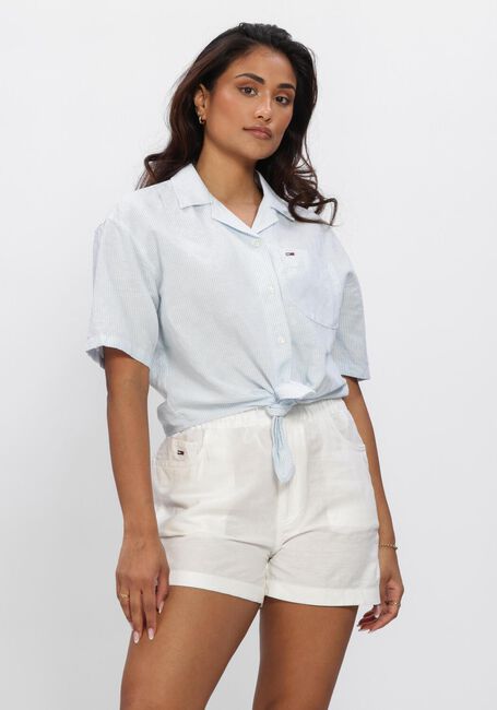 Hellblau TOMMY JEANS Blusen TJW TIE FRONT LINEN SHIRT - large