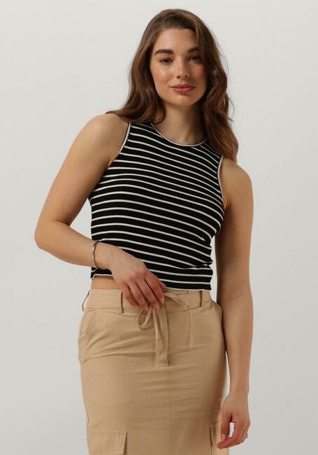 Schwarze ANOTHER LABEL Top ABELIA STRIPE TOP S/L - large
