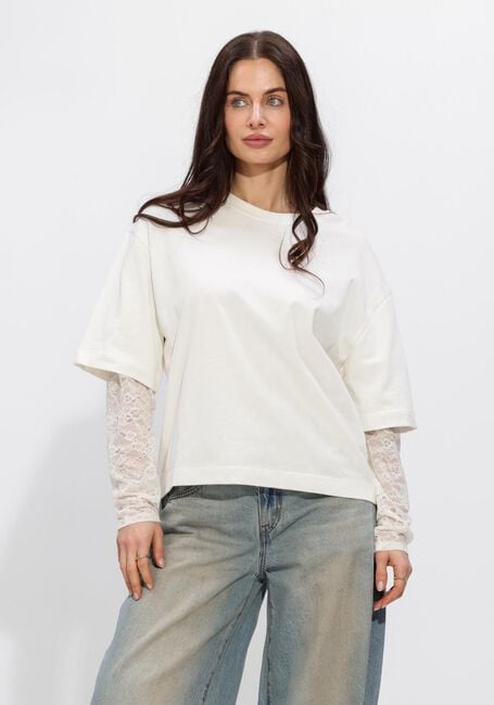 Wei&szlig;e CATWALK JUNKIE Pullover & Cardigans LOOSE FIT TSHIRT WITH LACE SLEEVES - large