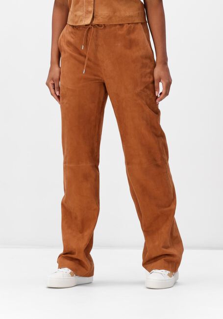 Cognacfarbene IBANA Weite Hose PANNA SUEDE - large