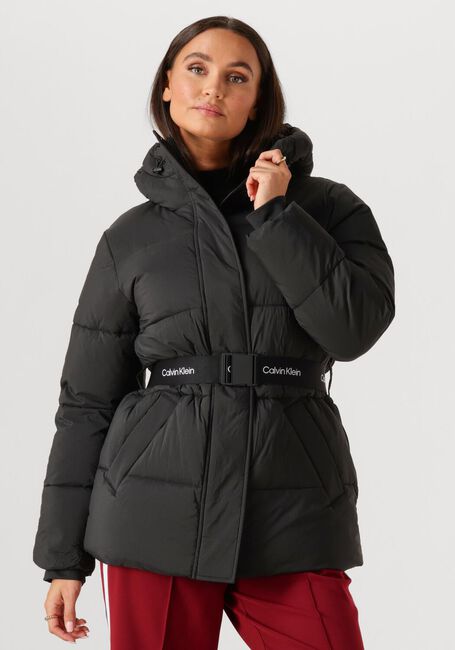 Schwarze CALVIN KLEIN Wattierte Jack BELTED MIDWEIGHT PUFFER - large