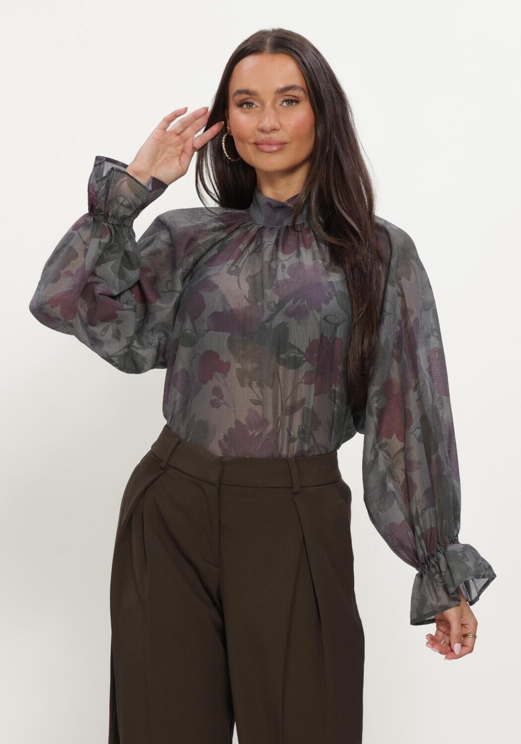 Graue MSCH COPENHAGEN Blusen MSCHJAQUELINA TOP AOP - large
