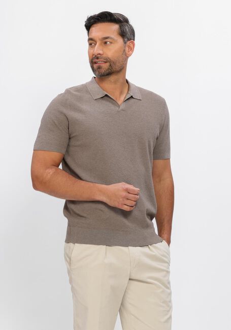 Braune PROFUOMO Polo-Shirt POLO OPEN COLLAR LUXURY BASIC - large