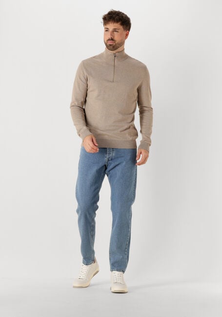 Beige SELECTED MEN Pullover SLHBERG HALF ZIP CARDIGAN NOOS - large