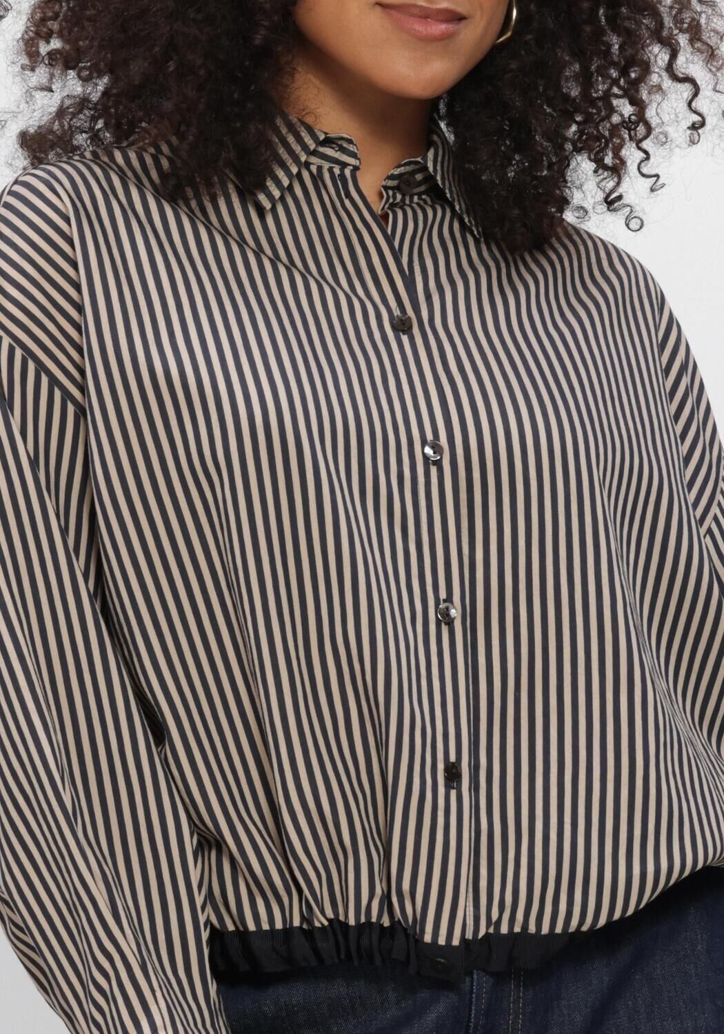 Schwarze SUMMUM Blusen BLOUSE BOXY TWO TONE STRIPE SMALL - large