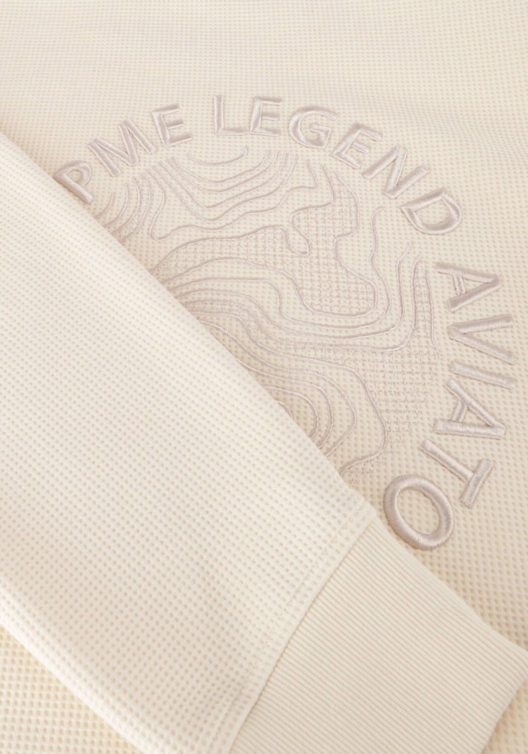 Beige PME LEGEND Pullover CREWNECK WAFFLE JERSEY - large
