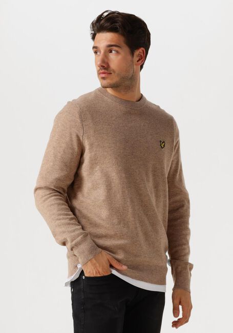 Taupe LYLE & SCOTT Pullover LAMBSWOOL BLEND CREW NECK JUMPER - large