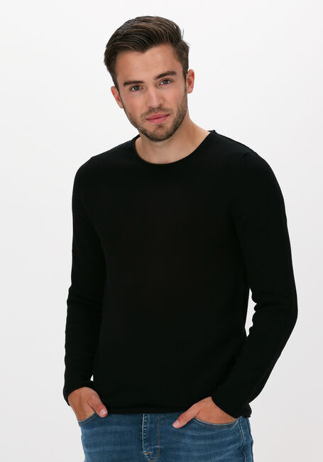 Schwarze SELECTED HOMME Pullover ROCKY CREW NECK B WEBS - large